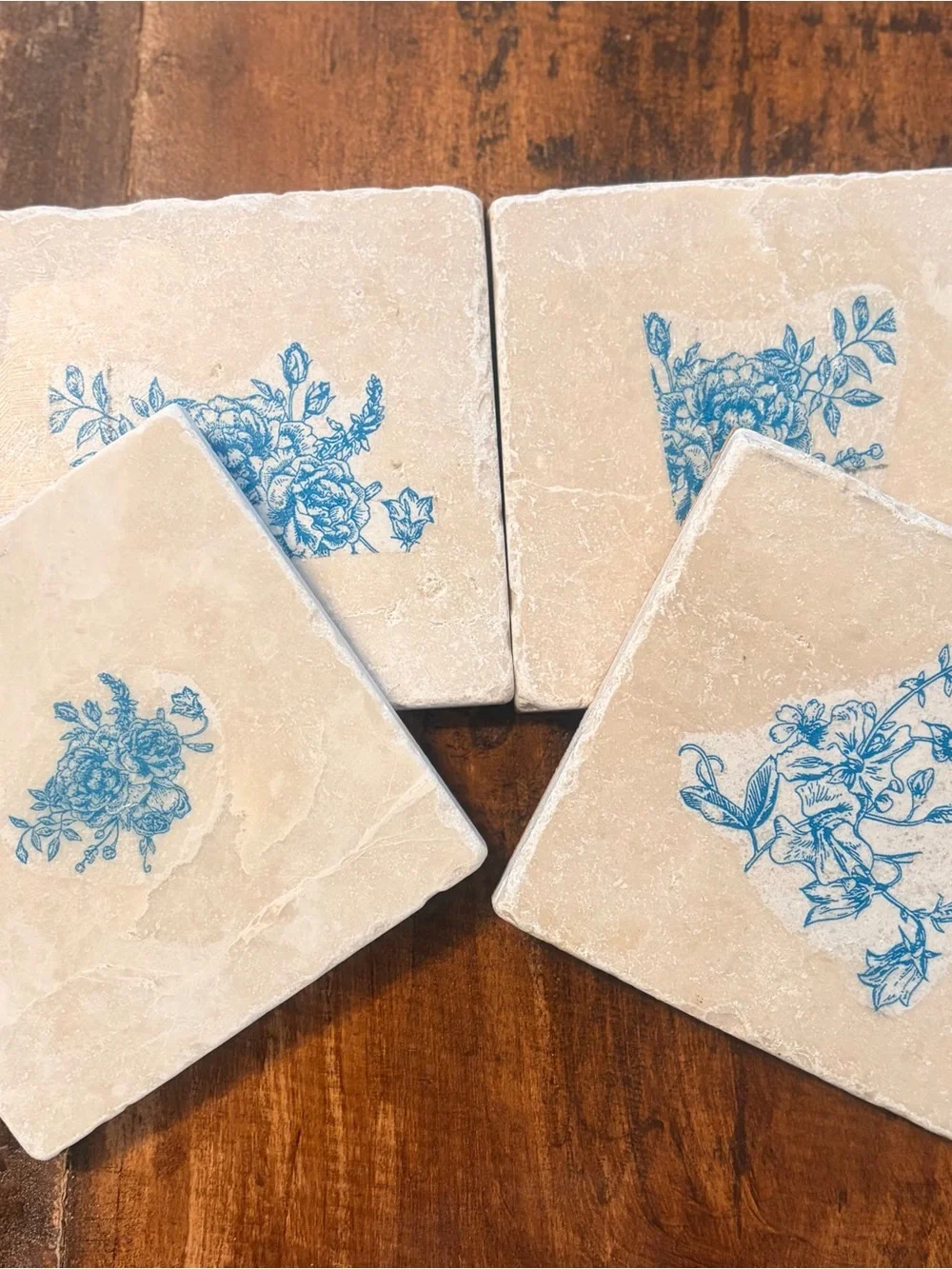 Natural Stone Coasters - Cream Square Set